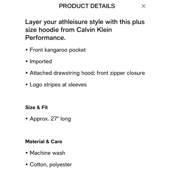 NEW Calvin Klein Plus Size Hoodie Full ZIp Sweatshirt Tan Womens Size 2X - Picture 6 of 6